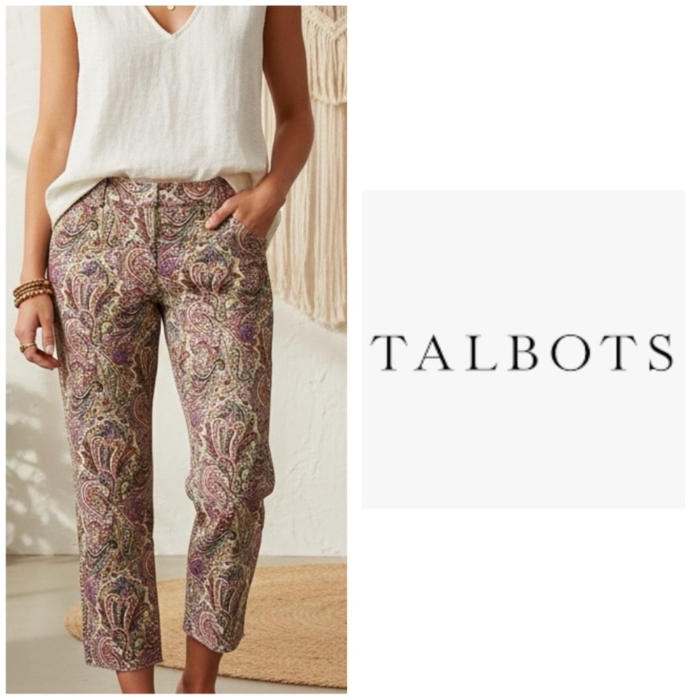 Talbots Vibrant Paisley Patterned Cropped Pants